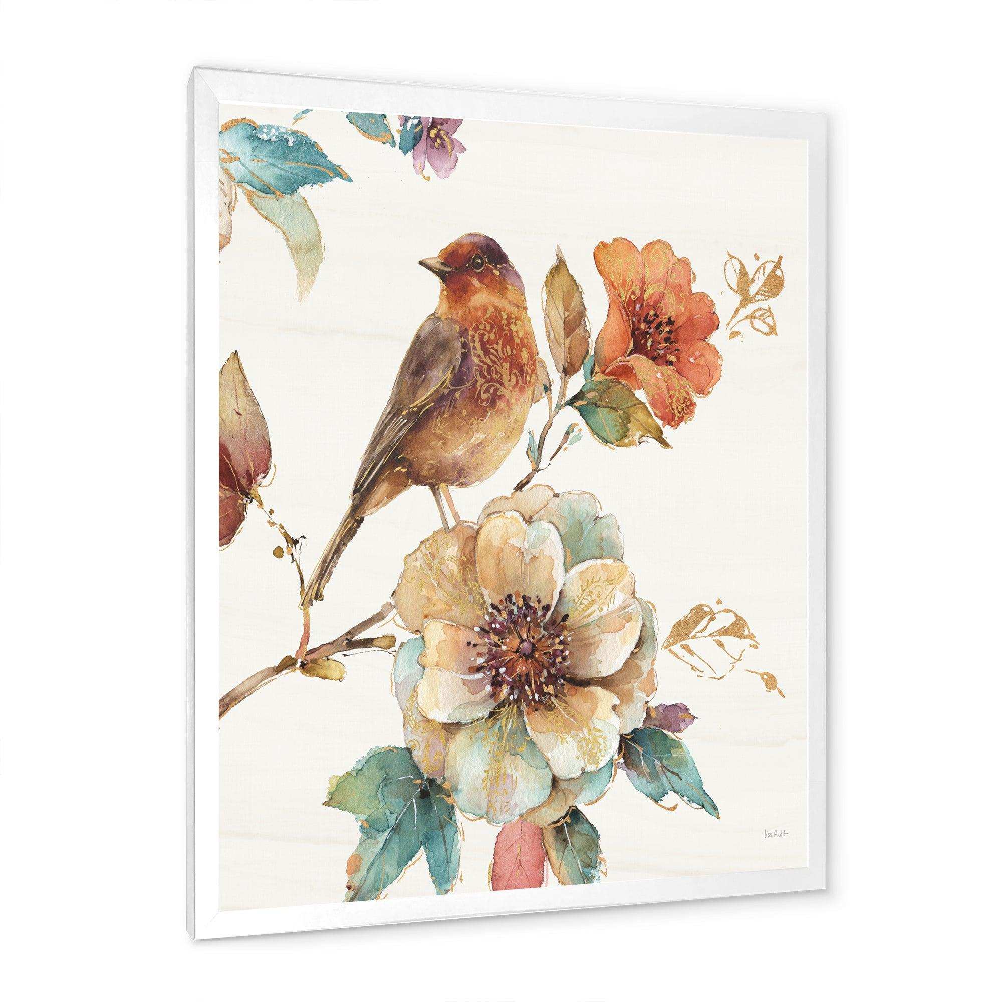 Farmhouse Bird on Flower Branch