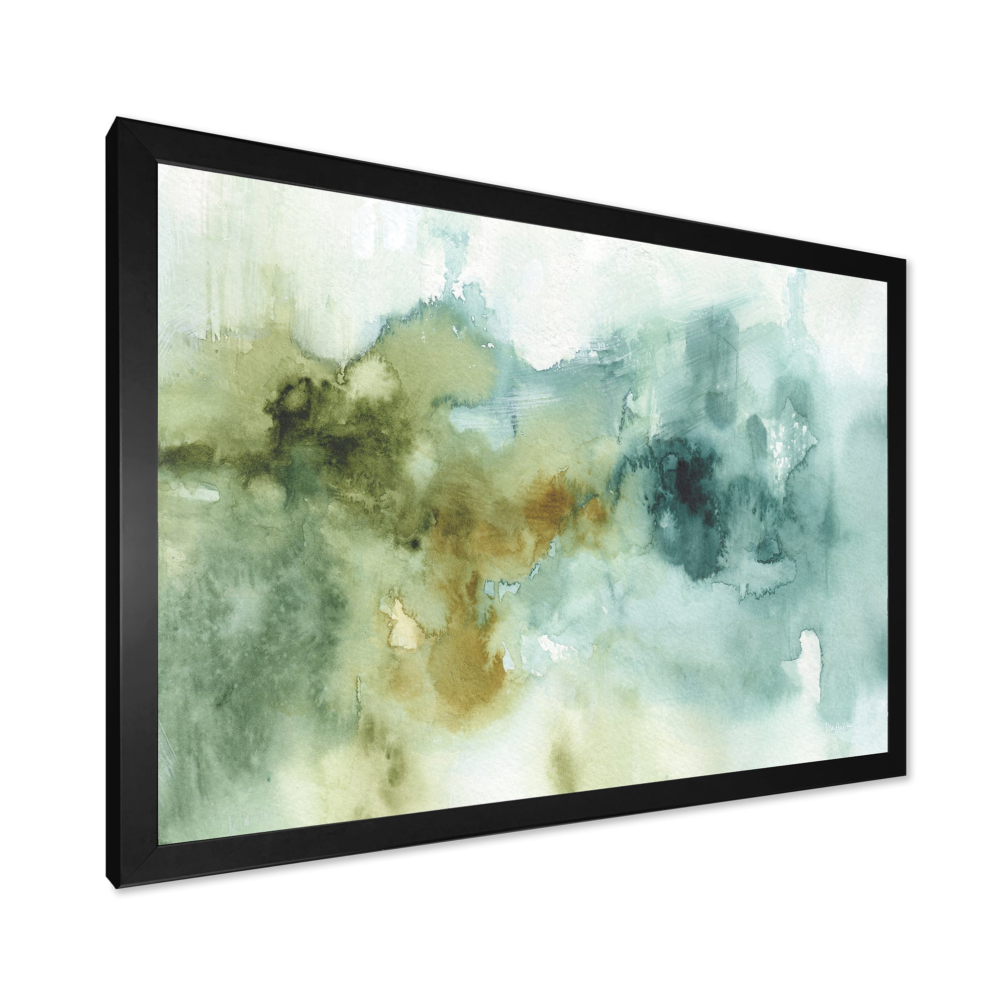 Abstract Watercolor Green House Framed Print Vibrant Black - 1.5 Width