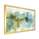Abstract Watercolor Green House Framed Print Vibrant Gold - 1.5 Width