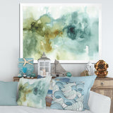 Abstract Watercolor Green House Framed Print Matte White - 1.5 Width