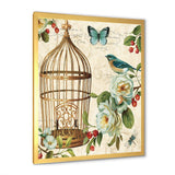 Blue Cottage Bird, Birdcage and Apple Blossoms I