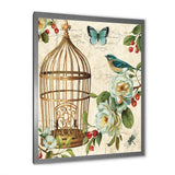 Blue Cottage Bird, Birdcage and Apple Blossoms I