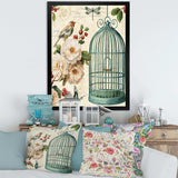 Blue Cottage Bird, Birdcage and Apple Blossoms II