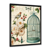 Blue Cottage Bird, Birdcage and Apple Blossoms II