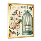 Blue Cottage Bird, Birdcage and Apple Blossoms II