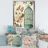 Blue Cottage Bird, Birdcage and Apple Blossoms II