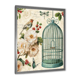 Blue Cottage Bird, Birdcage and Apple Blossoms II