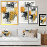 Abstract Composition of Glamorous Yellow and Black Framed Print Matte White - 1.5 Width
