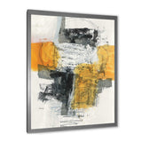Abstract Composition of Glamorous Yellow and Black Framed Print Matte White - 1.5 Width