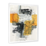 Abstract Composition of Glamorous Yellow and Black Framed Print Matte White - 1.5 Width