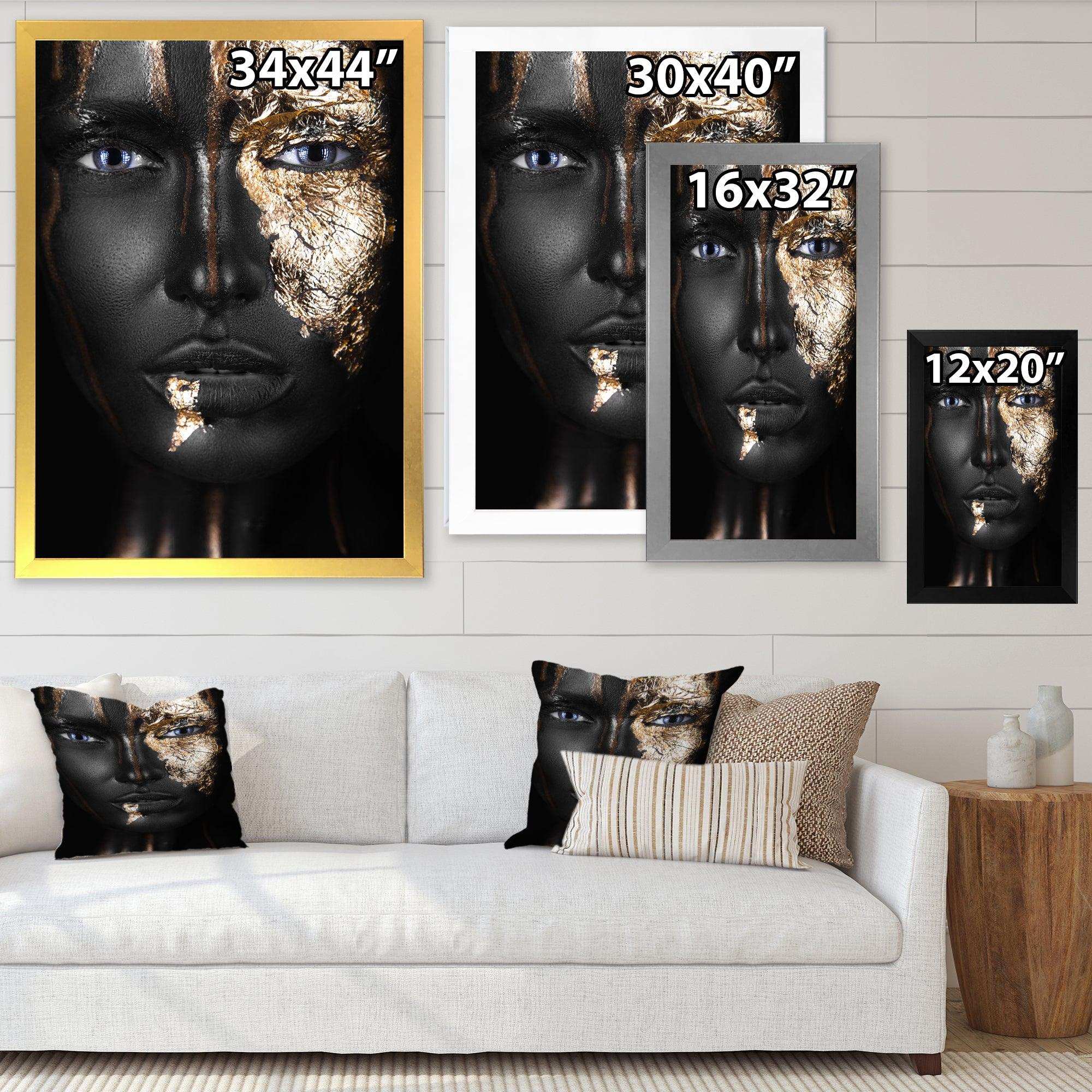 Portrait of A Afro American Girl with Gold Makeup