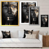 Portrait of A Afro American Girl with Gold Makeup