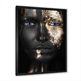 Portrait of A Afro American Girl with Gold Makeup