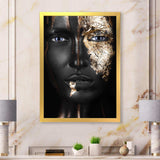 Portrait of A Afro American Girl with Gold Makeup