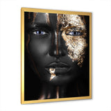 Portrait of A Afro American Girl with Gold Makeup
