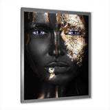 Portrait of A Afro American Girl with Gold Makeup