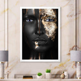 Portrait of A Afro American Girl with Gold Makeup