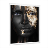 Portrait of A Afro American Girl with Gold Makeup