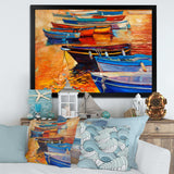 Boats In The Harbor During Warm Colourd Sunset I