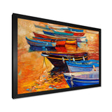 Boats In The Harbor During Warm Colourd Sunset I