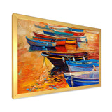 Boats In The Harbor During Warm Colourd Sunset I