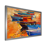 Boats In The Harbor During Warm Colourd Sunset I