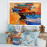 Boats In The Harbor During Warm Colourd Sunset I