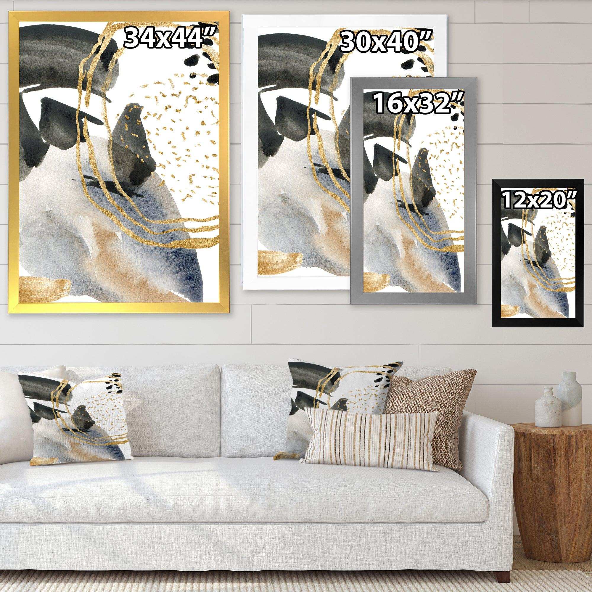 Pastel Abstract With Blue Black Beige & Gold Spots