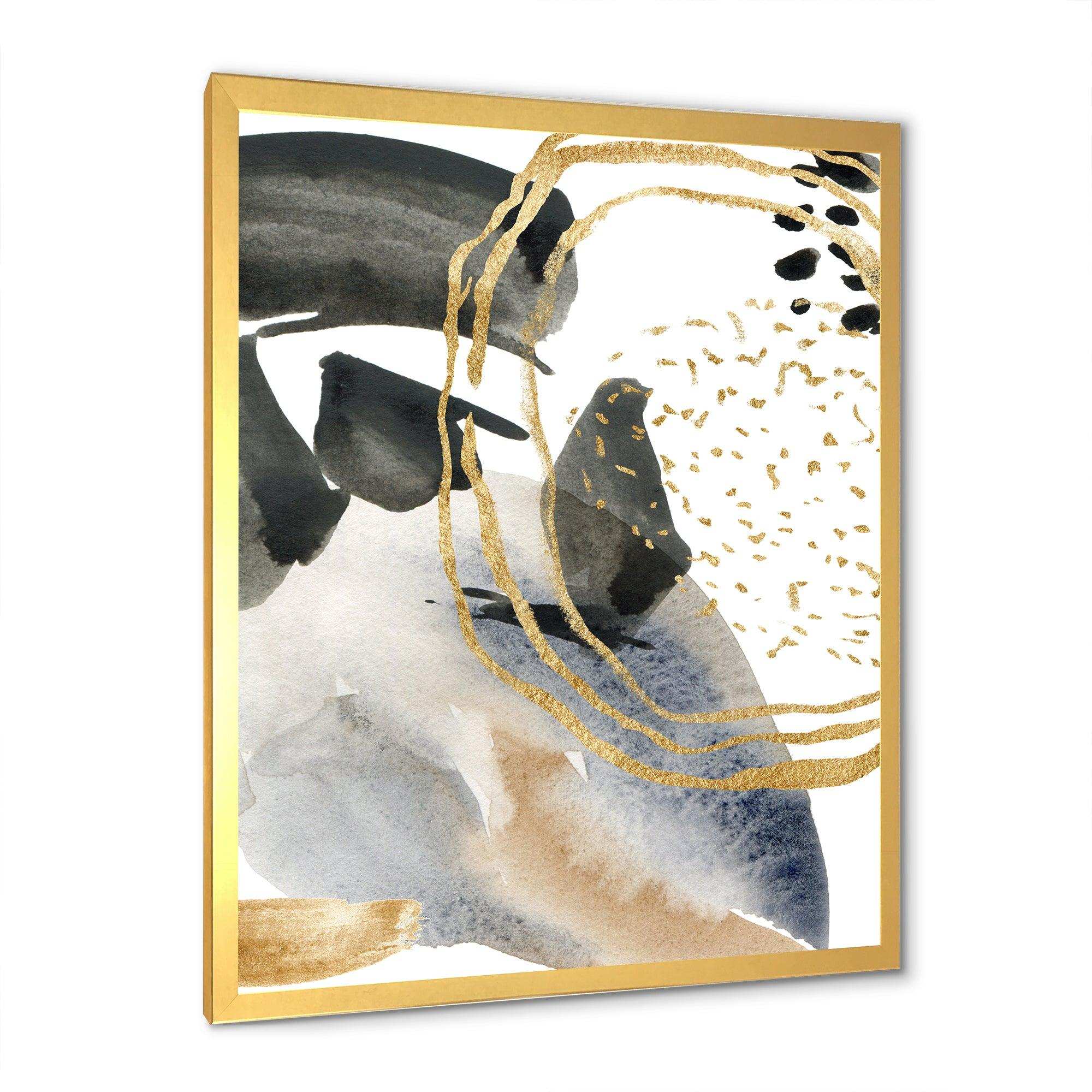 Pastel Abstract With Blue Black Beige & Gold Spots