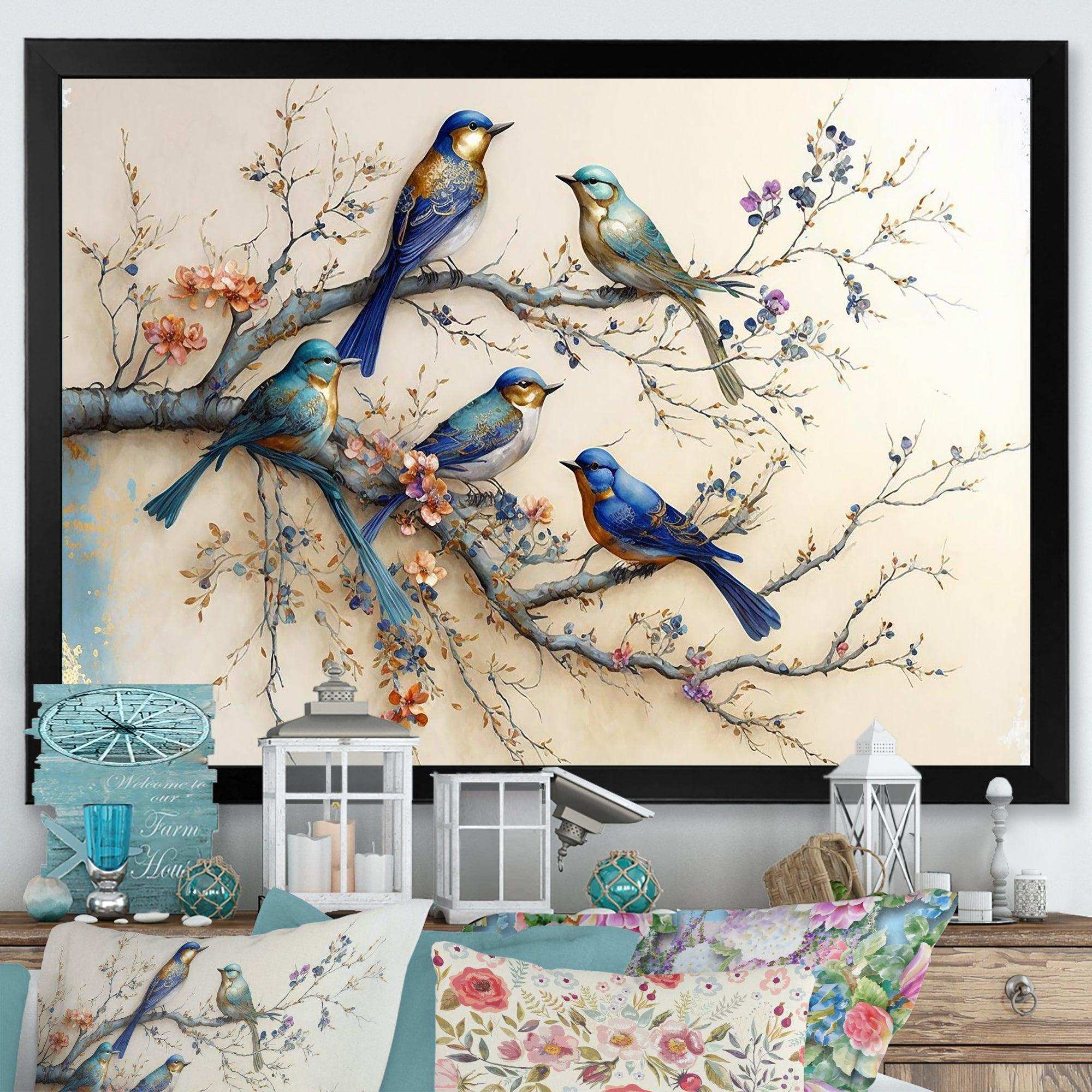 Multicolor Birds On Plum Blossoms Tree X