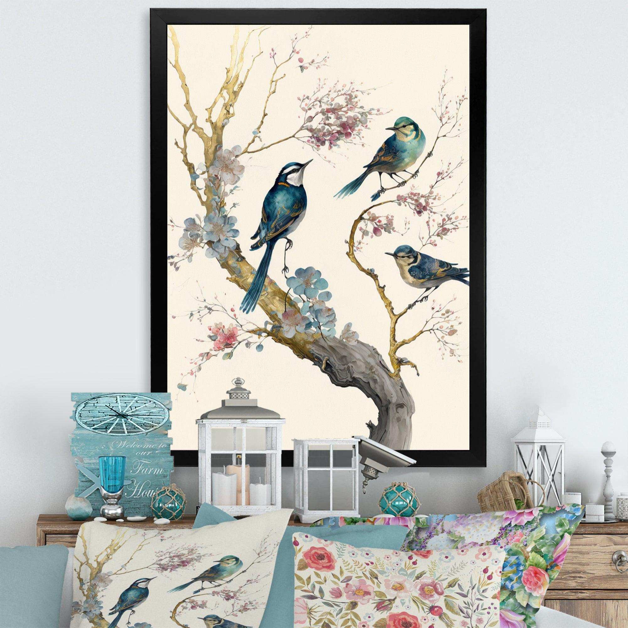 Multicolor Birds On Plum Blossoms Tree XII
