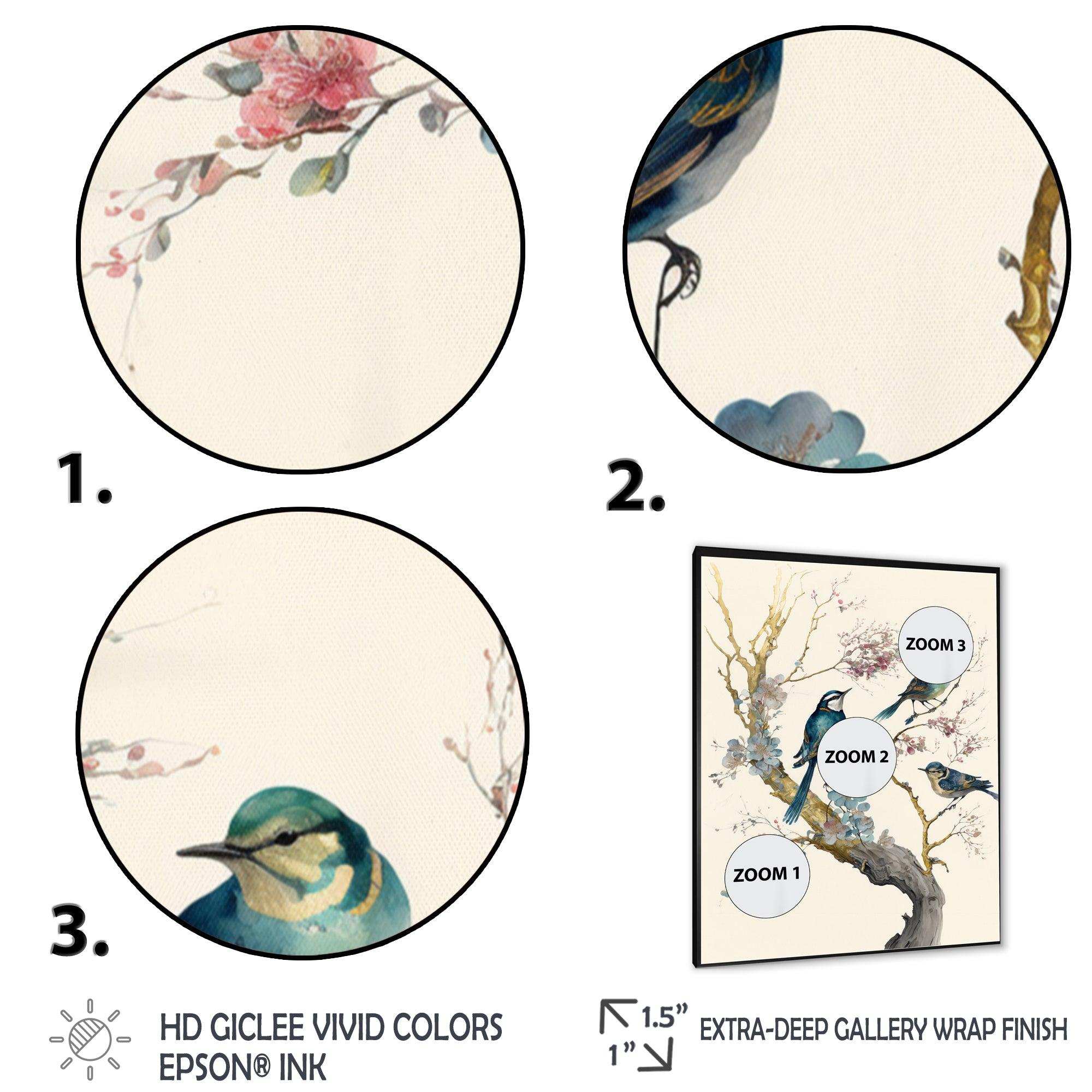 Multicolor Birds On Plum Blossoms Tree XII