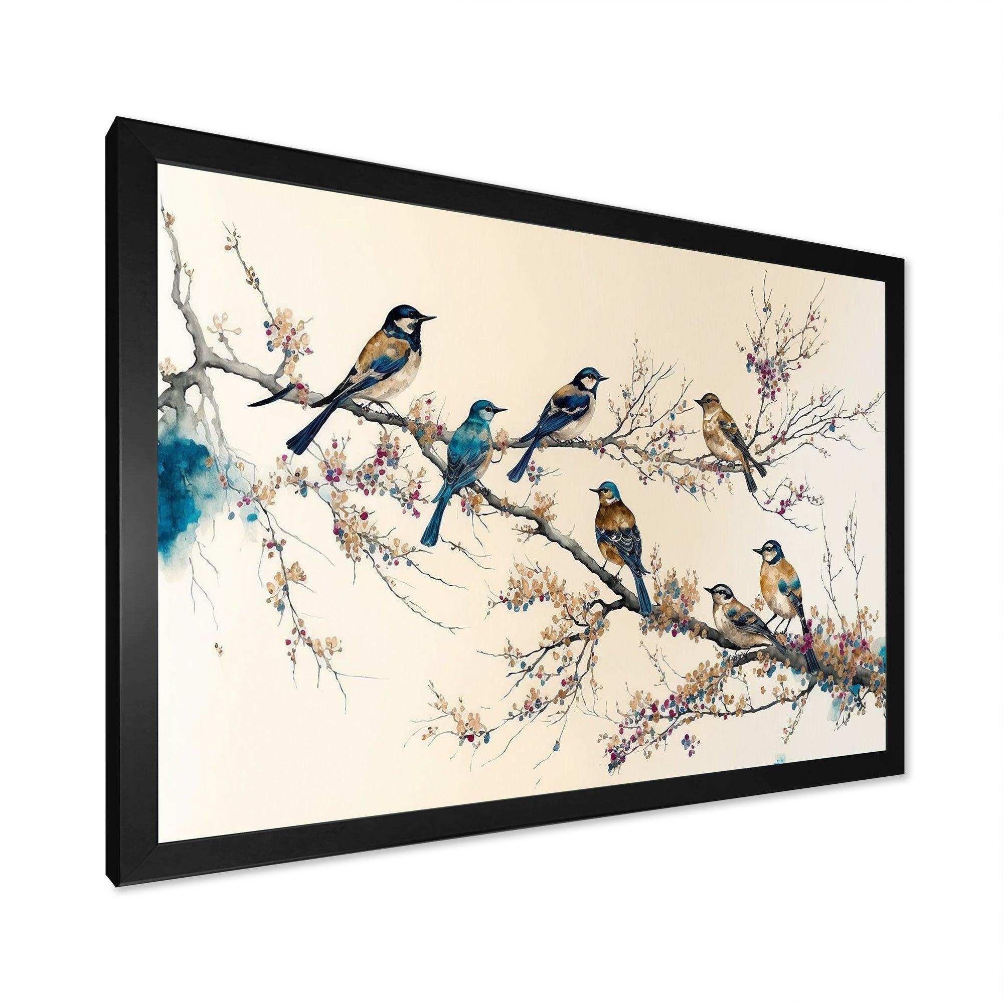 Multicolor Birds On Plum Blossoms Tree XIV