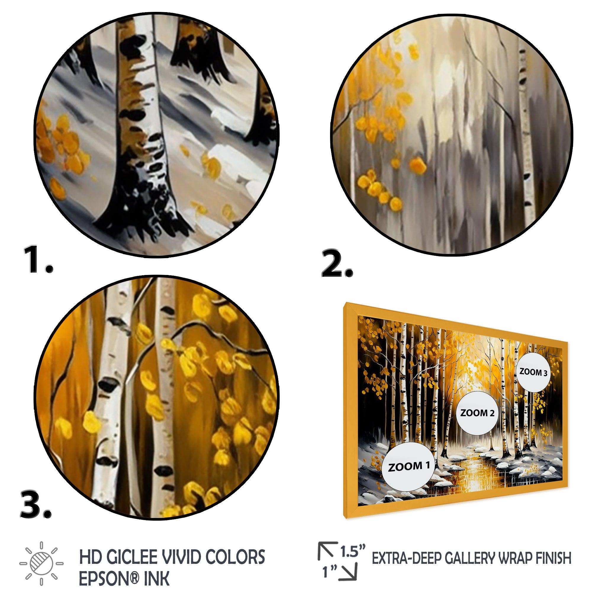 Monochrome Golden Birch Trees By The River I