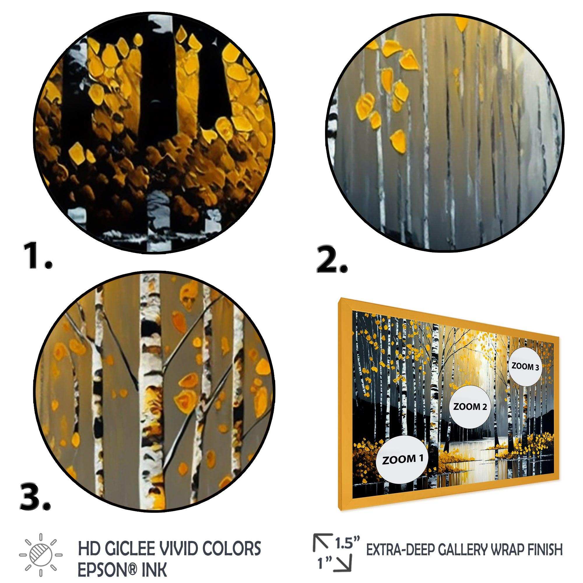 Monochrome Golden Birch Trees By The River V