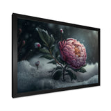 A Blooming Pink Peony Flower In Winter III Framed Print Vibrant Black - 1.5Width