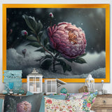 A Blooming Pink Peony Flower In Winter III Framed Canvas Vibrant Black - 1.5Thick