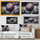 A Blooming Purple Dahlia Flower In Winter III Framed Print Vibrant Gold - 1.5Width