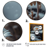 A Blooming White Daisy Flower In Winter Framed Print Vibrant Gold - 1.5Width