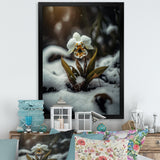 A Blooming White Orchid Flower In Winter II Framed Print Vibrant Gold - 1.5Width
