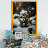 A Blooming White Orchid Flower In Winter II Framed Canvas Vibrant Black - 1.5Thick