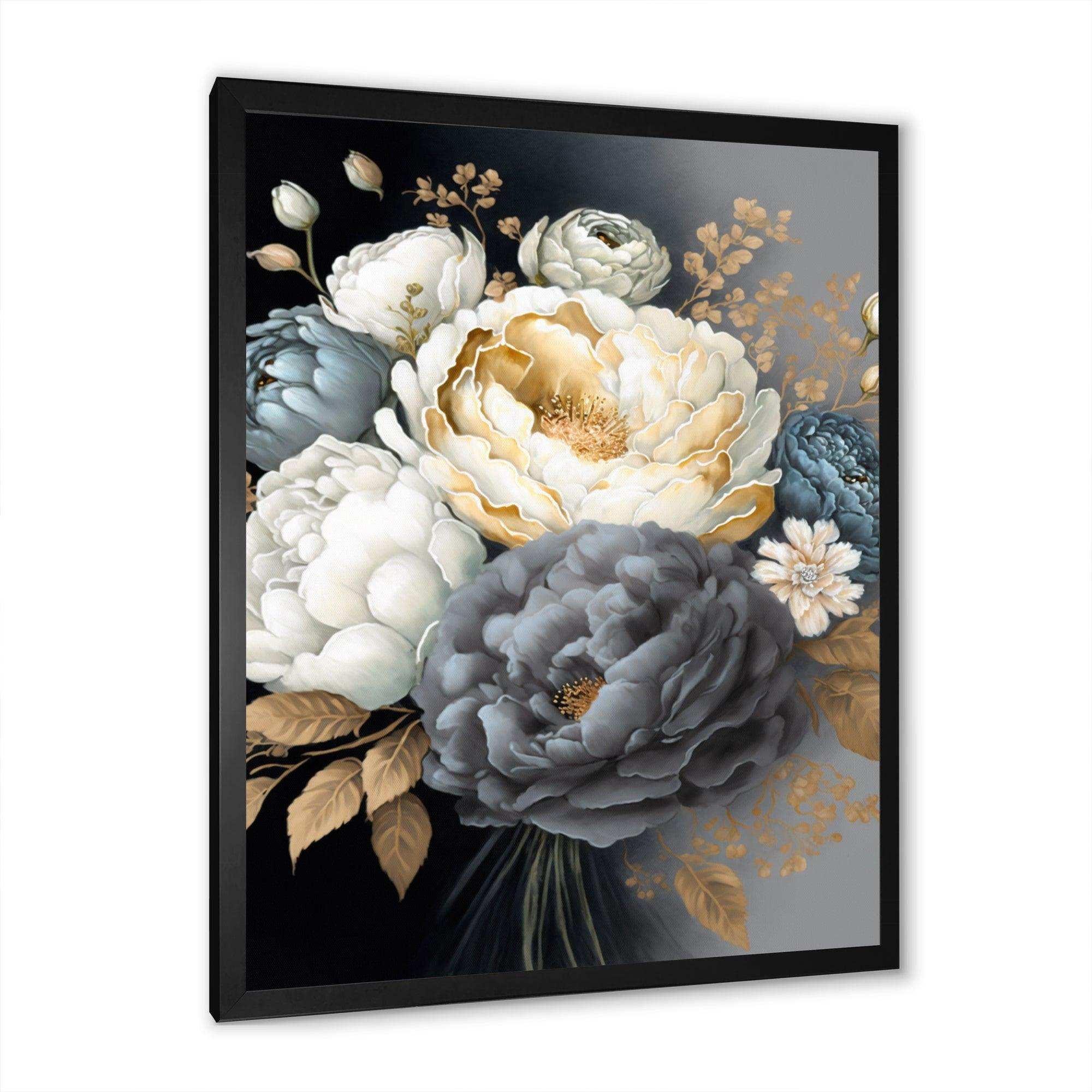 White, Blue And Grey Peony Bouquet I