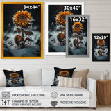 A Blooming Yellow And Orange Sunflower Winter I Framed Print Vibrant Black - 1.5Width