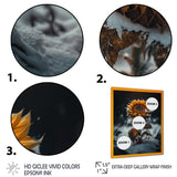 A Blooming Yellow And Orange Sunflower Winter I Framed Print Vibrant Gold - 1.5Width