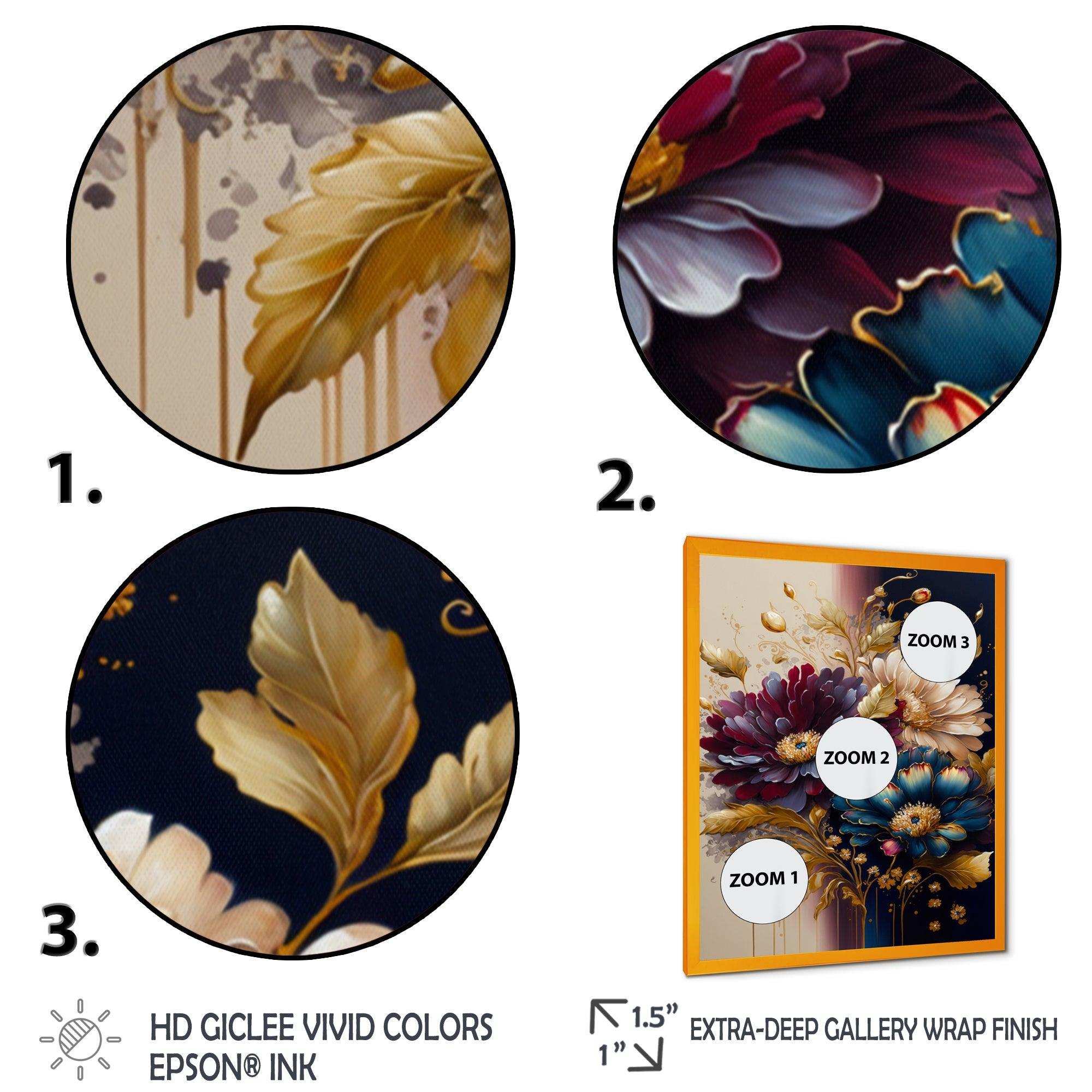 Burgundy And Blue Daisy Bunch III