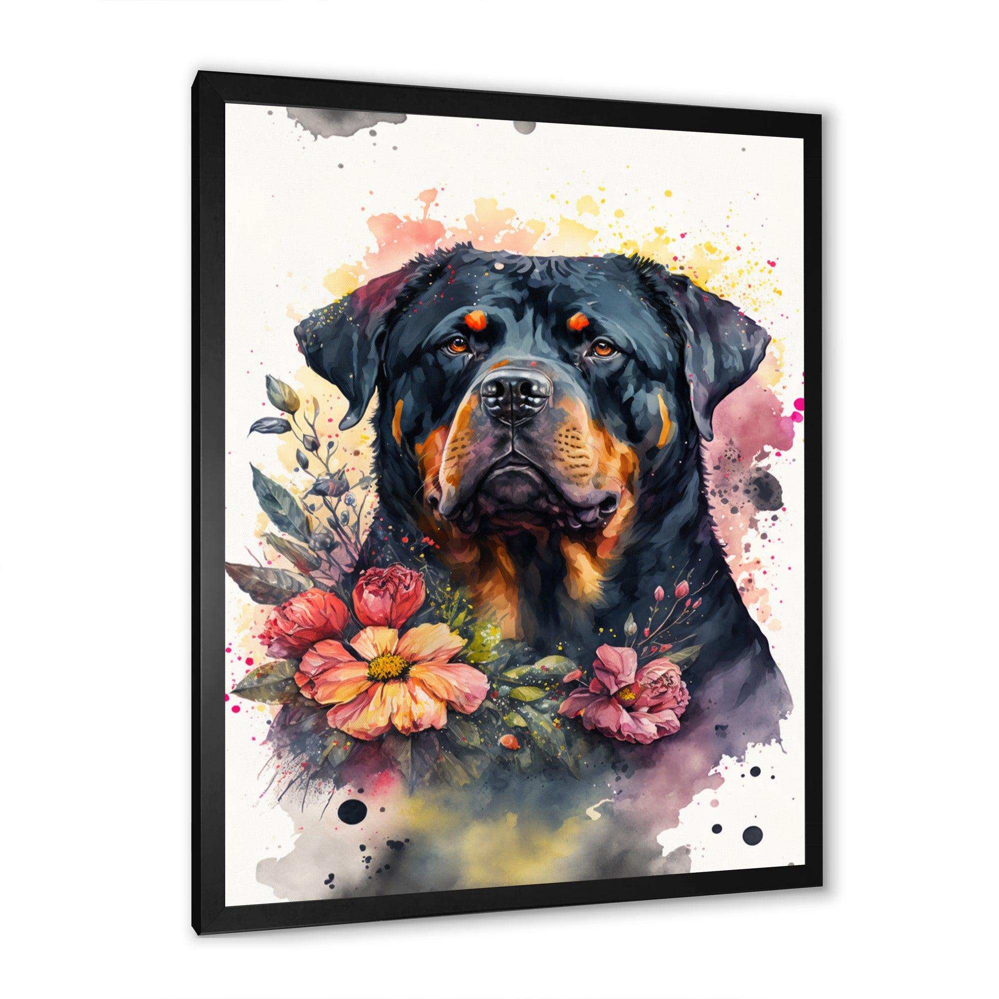 Cute Rottweilers Floral Art I