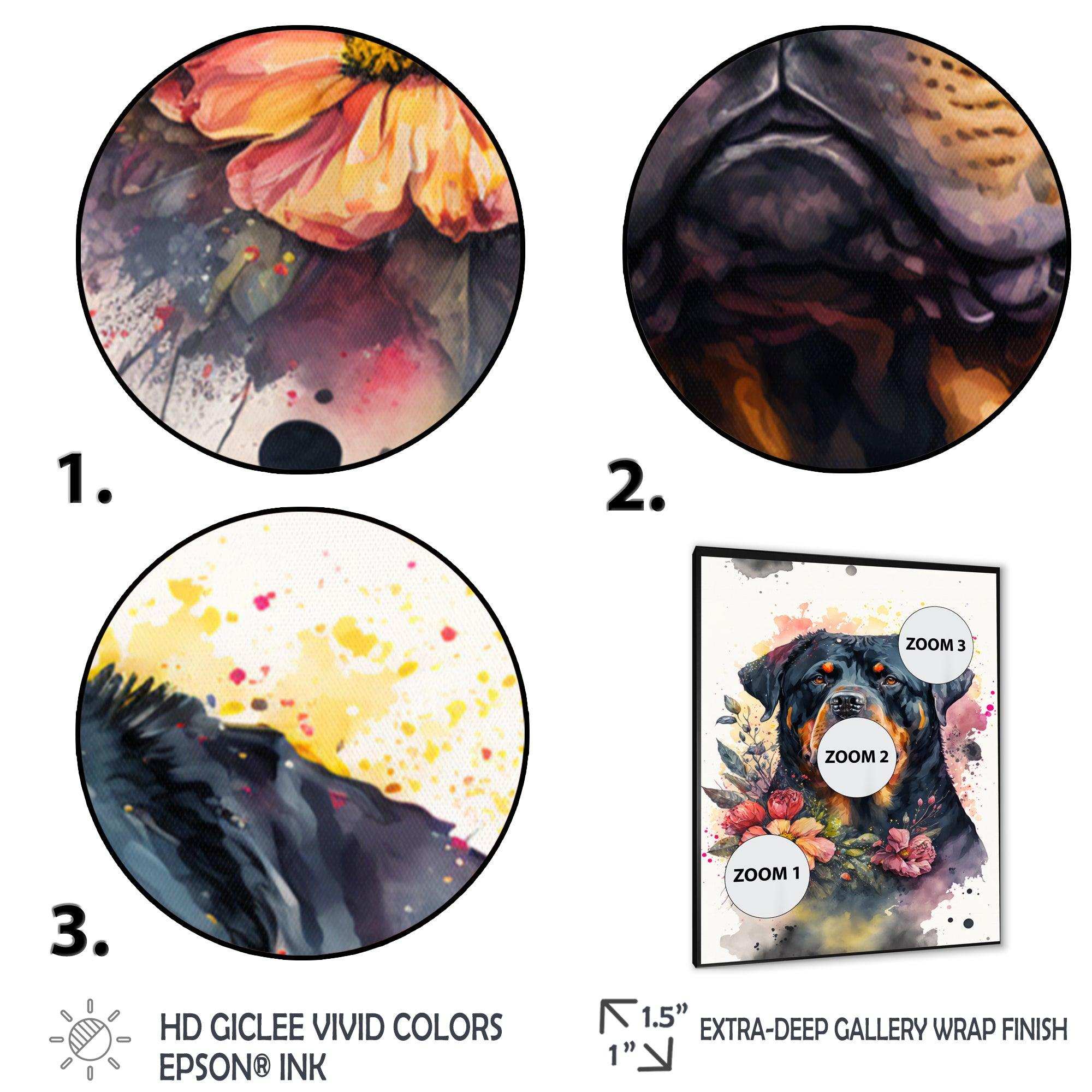 Cute Rottweilers Floral Art I