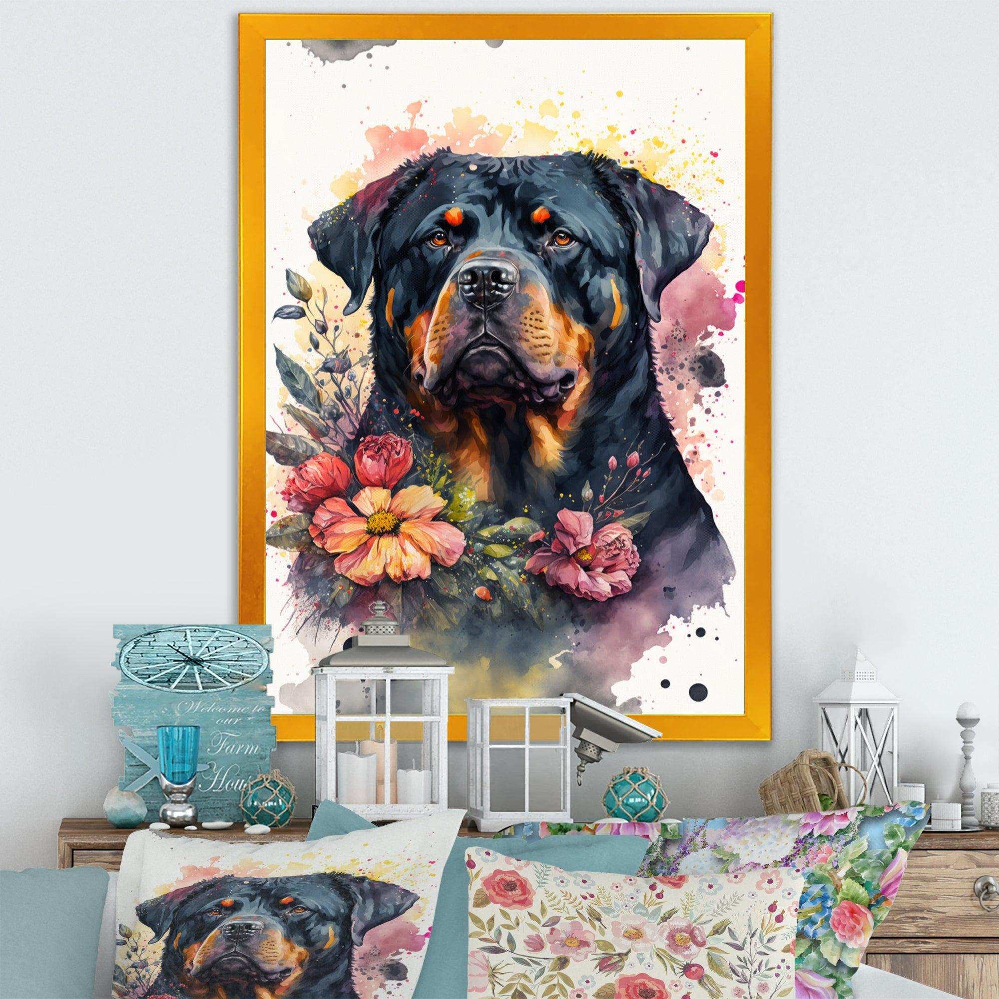 Cute Rottweilers Floral Art I