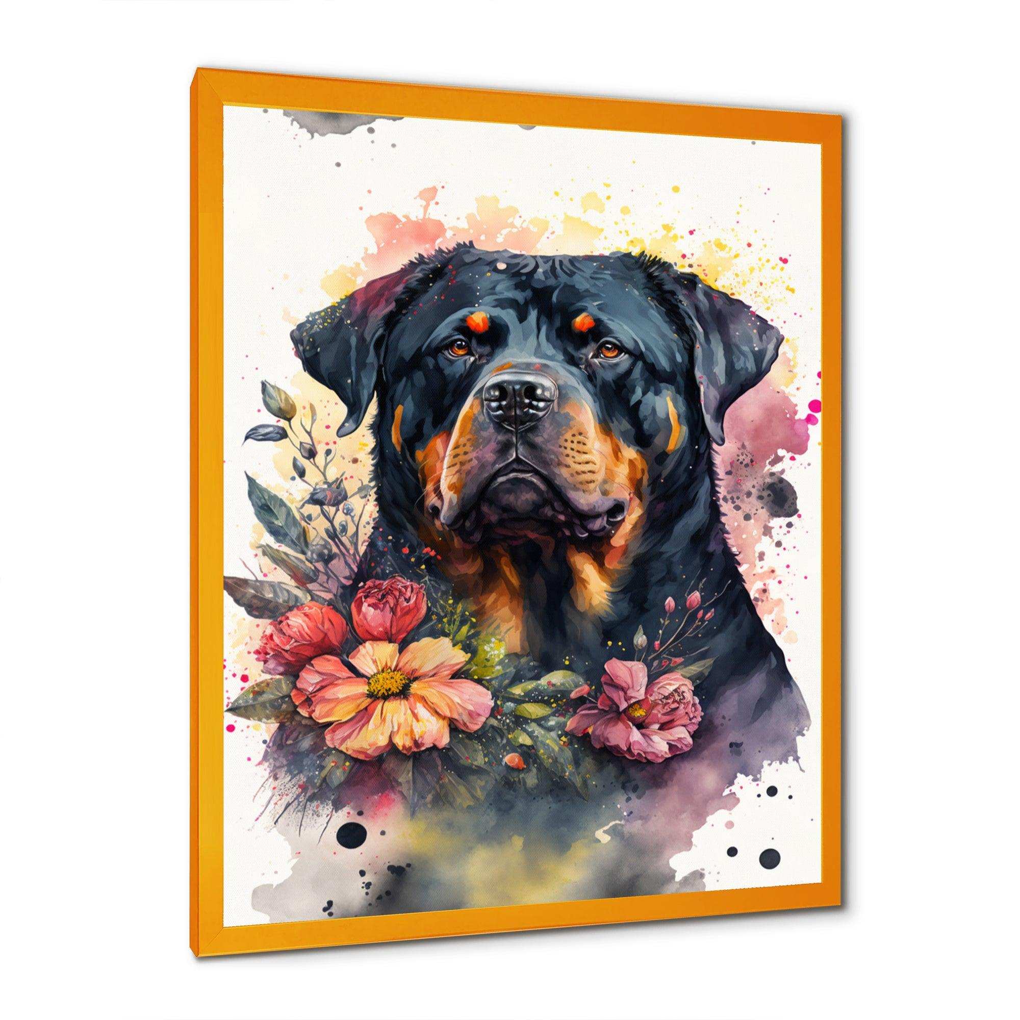 Cute Rottweilers Floral Art I