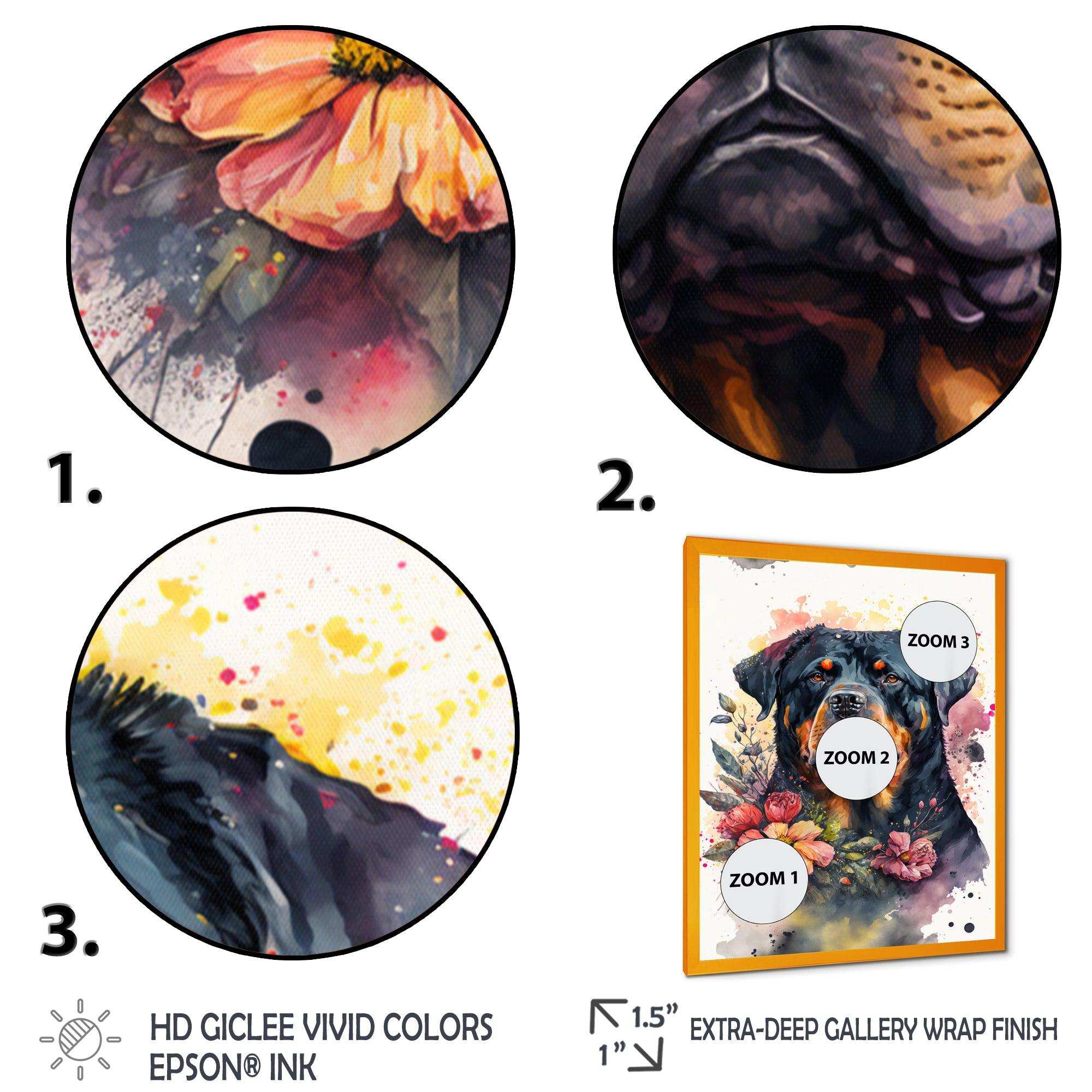 Cute Rottweilers Floral Art I